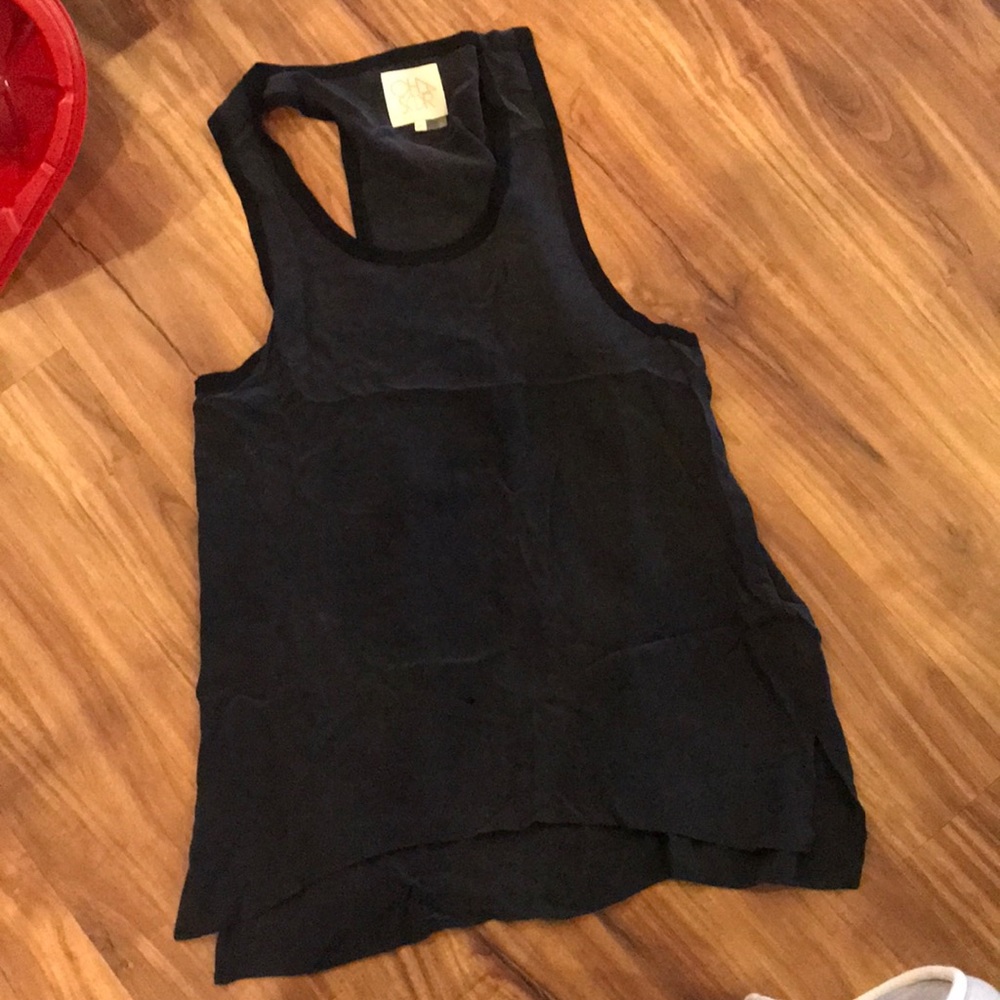 100% silk black racerback tank